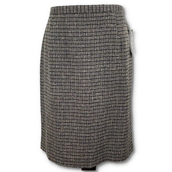 New Norton Mcnaughton Aurora skirt size 12P black tan pencil career vintage 90s
